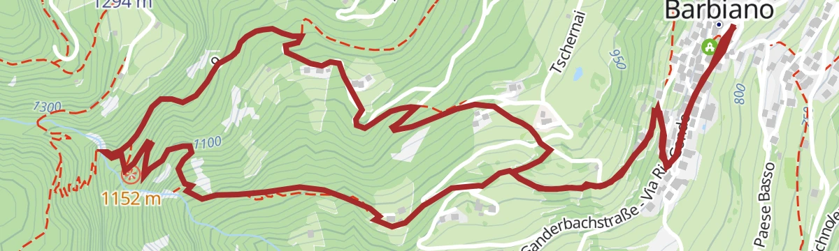 Route map: From Barbian to the Barbian Waterfalls